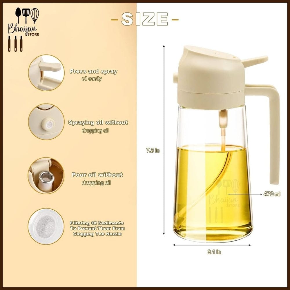 2-in-1 Oil Sprayer & Pour Bottle (Leak-Proof Design)